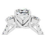 White gold Three-Stone Cushion Cut Moissanite Pavé Band with Four-Prong Setting_4