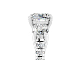 White gold Three-Stone Cushion Cut Moissanite Pavé Band with Four-Prong Setting_5