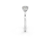 White gold Three-Stone Cushion Cut Moissanite Ring with Pear  Side Stones in Four-Prong Setting_14