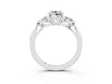 White gold Three-Stone Cushion Cut Moissanite Ring with Pear  Side Stones in Four-Prong Setting_15