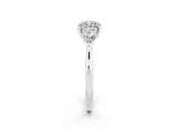 White gold Three-Stone Cushion Cut Moissanite Ring with Pear  Side Stones in Four-Prong Setting_50