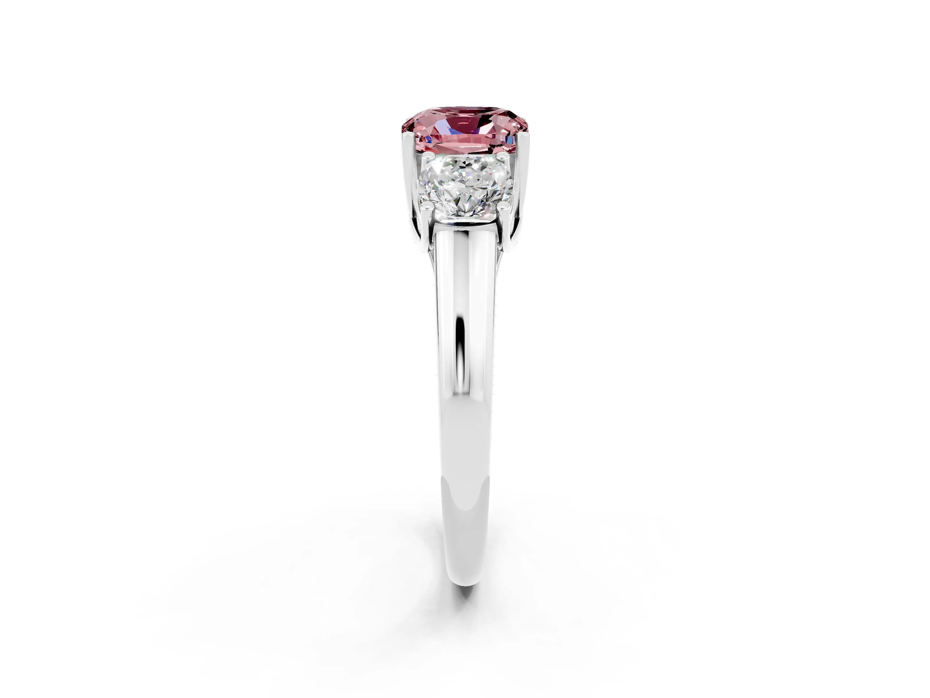 White gold Three-Stone Cushion Cut Morganite Engagement Ring with Prong Setting_2