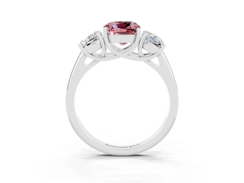 White gold Three-Stone Cushion Cut Morganite Engagement Ring with Prong Setting_3
