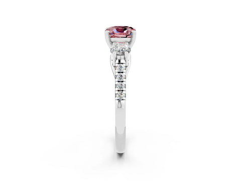 White gold Three-Stone Cushion Cut Morganite Pavé Band with Four-Prong Setting_2