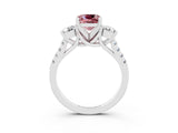 White gold Three-Stone Cushion Cut Morganite Pavé Band with Four-Prong Setting_3