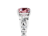 White gold Three-Stone Cushion Cut Morganite Pavé Band with Four-Prong Setting_5