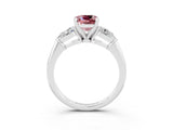 White gold Three-Stone Cushion Cut Morganite Ring with Pear Side Stones and Four-Prong Setting_3