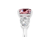 White gold Three-Stone Cushion Cut Morganite Ring with Pear Side Stones and Four-Prong Setting_5