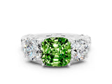 White gold Three-Stone Cushion Cut Peridot Braided Band Ring with Four-Prong Setting_12
