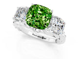 White gold Three-Stone Cushion Cut Peridot Braided Band Ring with Four-Prong Setting_13