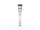 White gold Three-Stone Cushion Cut Peridot Braided Band Ring with Four-Prong Setting_14