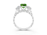White gold Three-Stone Cushion Cut Peridot Braided Band Ring with Four-Prong Setting_15
