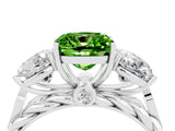 White gold Three-Stone Cushion Cut Peridot Braided Band Ring with Four-Prong Setting_16