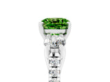 White gold Three-Stone Cushion Cut Peridot Pavé Band with Four-Prong Setting_5