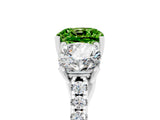 White gold Three-Stone Cushion Cut Peridot Ring with Pavé Band and Prong Setting_17