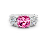White gold Three-Stone Cushion Cut Pink Sapphire Braided Band Ring with Four-Prong Setting_60
