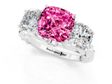 White gold Three-Stone Cushion Cut Pink Sapphire Braided Band Ring with Four-Prong Setting_61