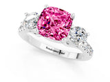 White gold Three-Stone Cushion Cut Pink Sapphire Pavé Band with Four-Prong Setting_25