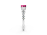 White gold Three-Stone Cushion Cut Pink Sapphire Pavé Band with Four-Prong Setting_26