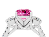 White gold Three-Stone Cushion Cut Pink Sapphire Pavé Band with Four-Prong Setting_28