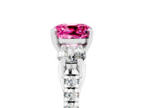 White gold Three-Stone Cushion Cut Pink Sapphire Pavé Band with Four-Prong Setting_29