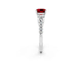 White gold Three-Stone Cushion Cut Ruby Pavé Band with Four-Prong Setting_2