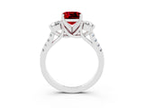 White gold Three-Stone Cushion Cut Ruby Pavé Band with Four-Prong Setting_3