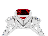 White gold Three-Stone Cushion Cut Ruby Pavé Band with Four-Prong Setting_4