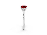 White gold Three-Stone Cushion Cut Ruby Ring with Pear  Side Stones in Four-Prong Setting_14