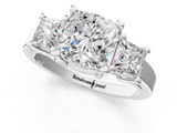 White gold Three-Stone Cushion Cut Solitaire Ring with Prong Setting_4