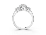 White gold Three-Stone Cushion Cut Solitaire Ring with Prong Setting_6