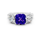 White gold Three-Stone Cushion Cut Tanzanite Braided Band Ring with Four-Prong Setting_12