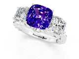 White gold Three-Stone Cushion Cut Tanzanite Braided Band Ring with Four-Prong Setting_13