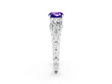 White gold Three-Stone Cushion Cut Tanzanite Braided Band Ring with Four-Prong Setting_14