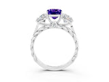 White gold Three-Stone Cushion Cut Tanzanite Braided Band Ring with Four-Prong Setting_15