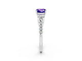 White gold Three-Stone Cushion Cut Tanzanite Pavé Band with Four-Prong Setting_2
