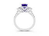 White gold Three-Stone Cushion Cut Tanzanite Pavé Band with Four-Prong Setting_3