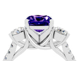 White gold Three-Stone Cushion Cut Tanzanite Pavé Band with Four-Prong Setting_4
