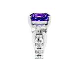 White gold Three-Stone Cushion Cut Tanzanite Pavé Band with Four-Prong Setting_5