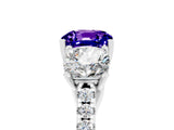 White gold Three-Stone Cushion Cut Tanzanite Ring with Pavé Band and Prong Setting_17
