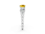White gold Three-Stone Cushion Cut Yellow Sapphire Braided Band Ring with Four-Prong Setting_59