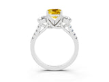 White gold Three-Stone Cushion Cut Yellow Sapphire Pavé Band with Four-Prong Setting_27