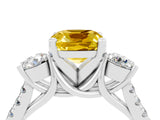 White gold Three-Stone Cushion Cut Yellow Sapphire Pavé Band with Four-Prong Setting_28
