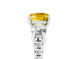 White gold Three-Stone Cushion Cut Yellow Sapphire Pavé Band with Four-Prong Setting_29