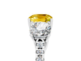 White gold Three-Stone Cushion Cut Yellow Sapphire Ring with Pavé Band and Prong Setting_41