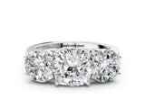 White gold Three-Stone Cushion Diamond Engagement Ring with Prong Setting on a Classic Band_3