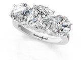 White gold Three-Stone Cushion Diamond Engagement Ring with Prong Setting on a Classic Band_4