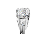 White gold Three-Stone Cushion Diamond Engagement Ring with Prong Setting on a Classic Band_8
