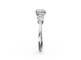 White gold Three-Stone Cushion Diamond Ring with Pear Side Stones in Four-Prong Setting_108