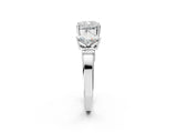 White gold Three-Stone Cushion and Princess Cut Diamond Ring with Channel Band and Four-Prong Setting_30